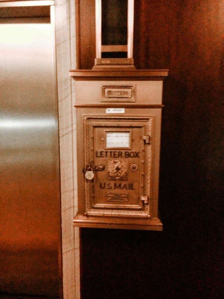 Historic mailbox in the Biltmore Hotel in Providence, RI