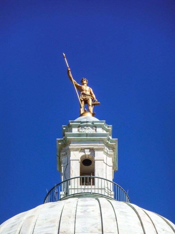 The Independent Man statue on top of the Rhode Island State House in Providence. 