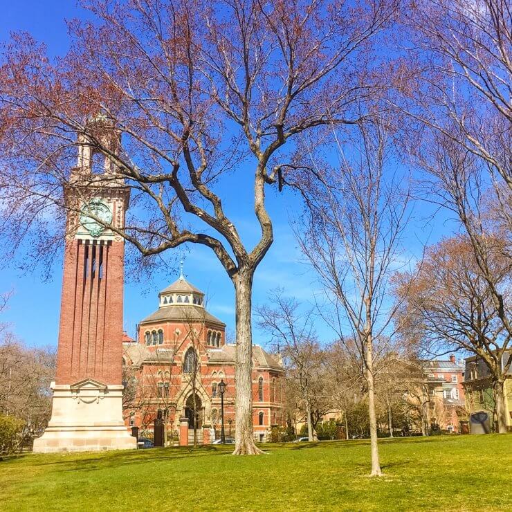 Brown University Campus in Providence. The Carrie Tower clock is especially a must-see to add to your 1-day Providence itinerary. 